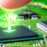 dedo tocando arvore tecnologica